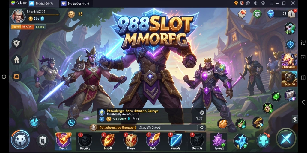 Screenshot utama 988SLOT menampilkan gameplay seru dan interaksi antar pemain dalam dunia MMORPG.
