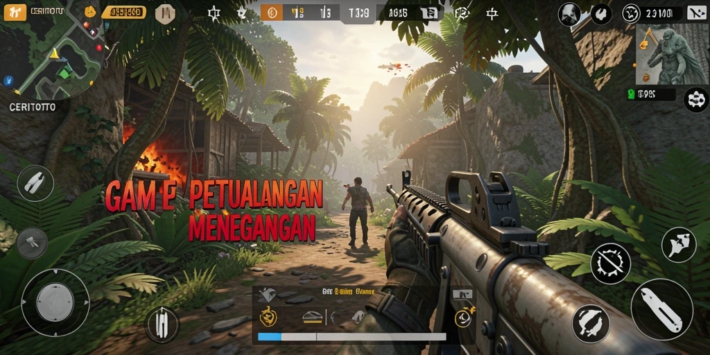Screenshot utama CERITOTO menampilkan aksi mendebarkan dalam mode TPS.